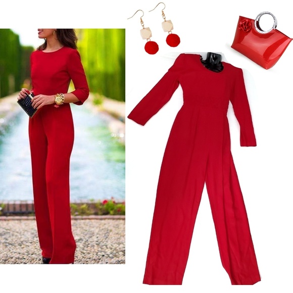 virgo 11 Pants - VIRGO 11 Vintage Red Zig Zag Bead Jumpsuit Jumper